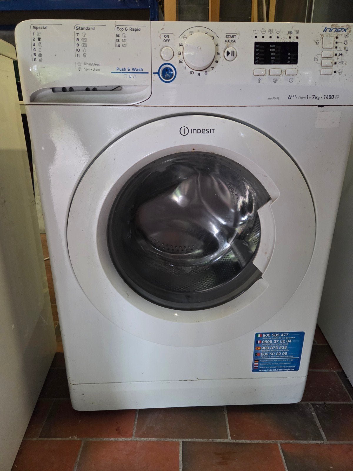 Indesit Innex Wasmachine 7kg 1400 toeren A+++, Witgoed en Apparatuur, Wasmachines, Ophalen, Gebruikt, 85 tot 90 cm, 1200 tot 1600 toeren