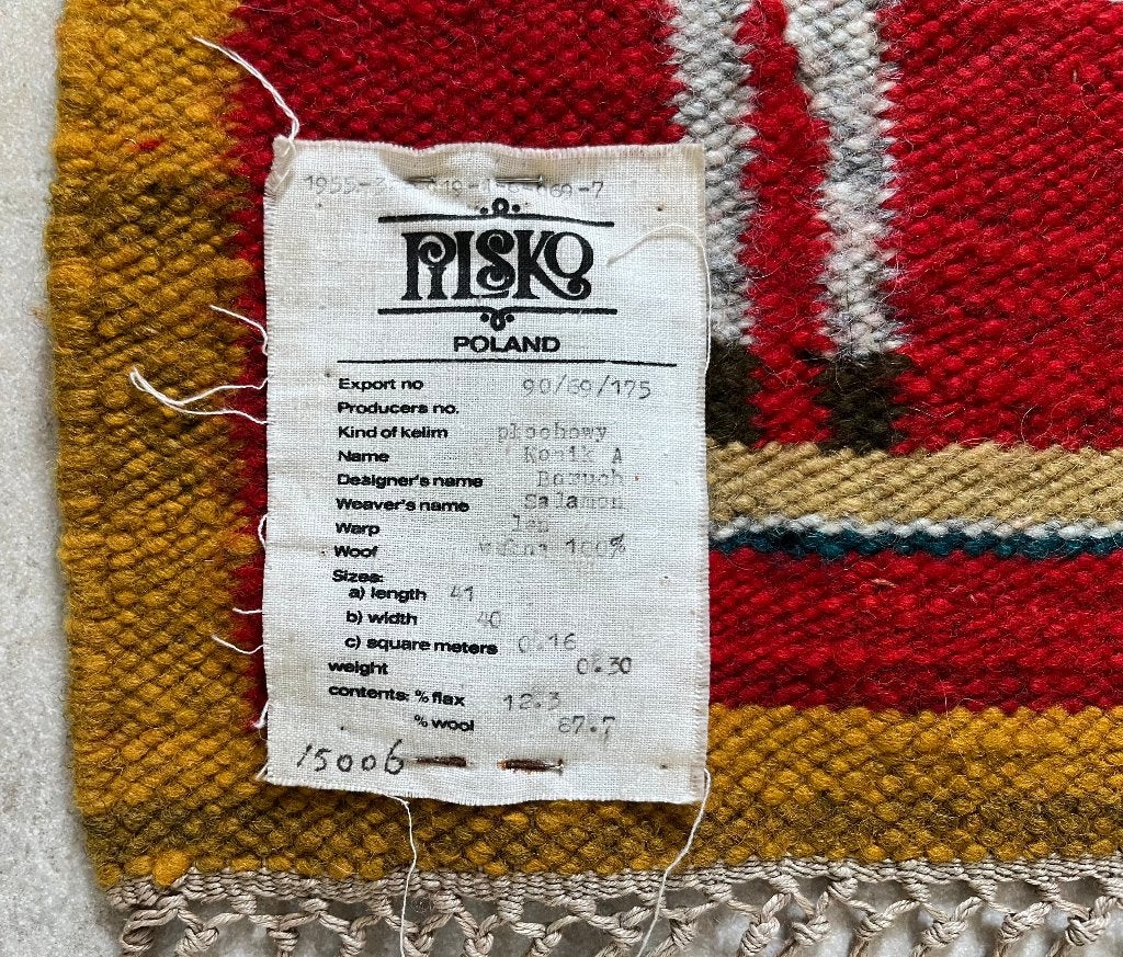 Vintage Pools Kilim Wandtapijt "Konik A" Wol Jaren '70 Pisko, Ophalen of Verzenden