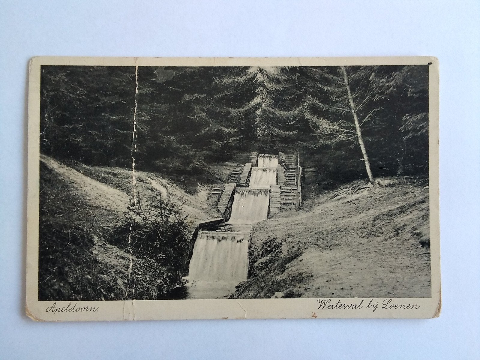 Ansichtkaart Apeldoorn Waterval bij Loenen 1938, Verzenden, 1920 tot 1940, Gelderland