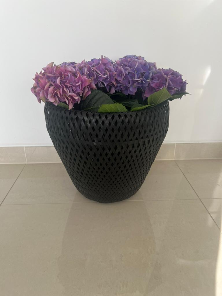 Nieuw ikea bamboe bloempot zwart, Ophalen of Verzenden, Nieuw, Rond, Riet