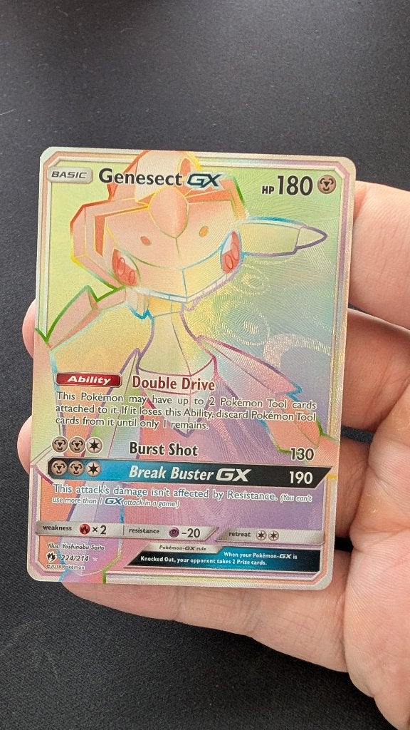 Pokémon kaart Genesect GX 224/214 Secret Rare EN, Hobby en Vrije tijd, Ophalen of Verzenden, Losse kaart, Foil