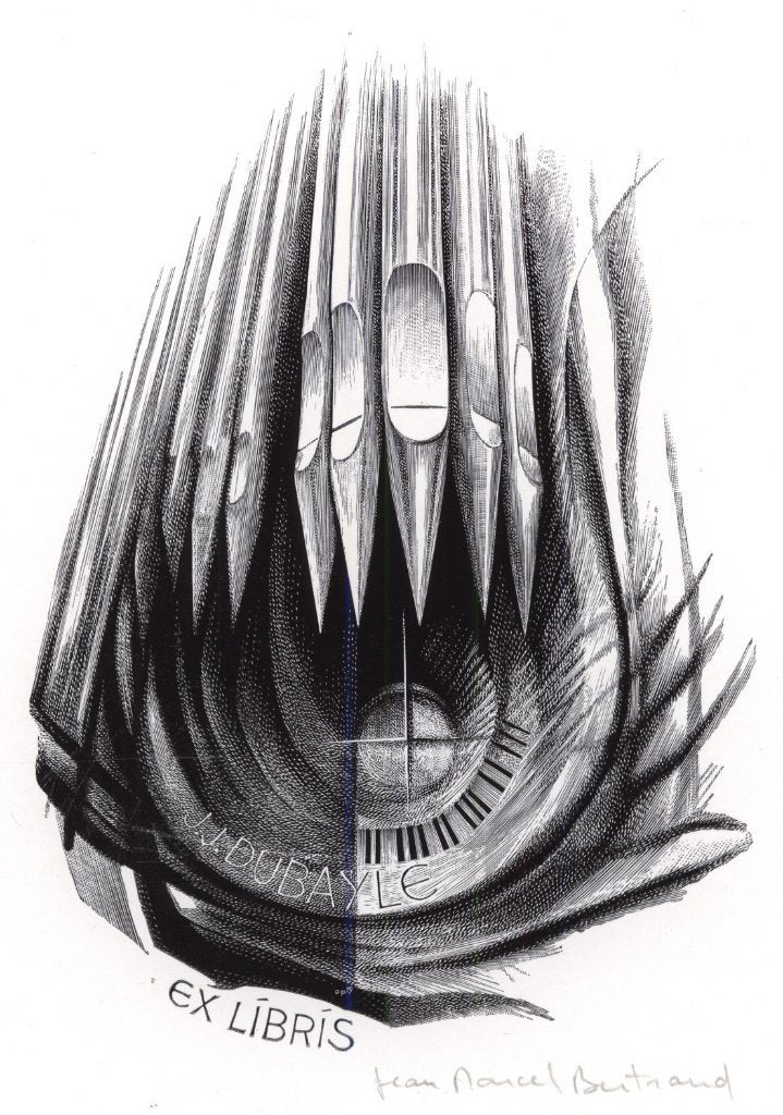 0082 Ex Libris Frankrijk : Jean Marcel Bertrand, 1988, Antiek en Kunst, Kunst | Etsen en Gravures, Verzenden, Ex libris