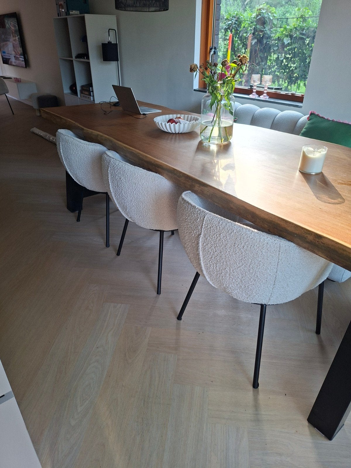 3 mooie witte eetkamerstoelen, Ophalen, Gebruikt, Rond, 50 tot 100 cm