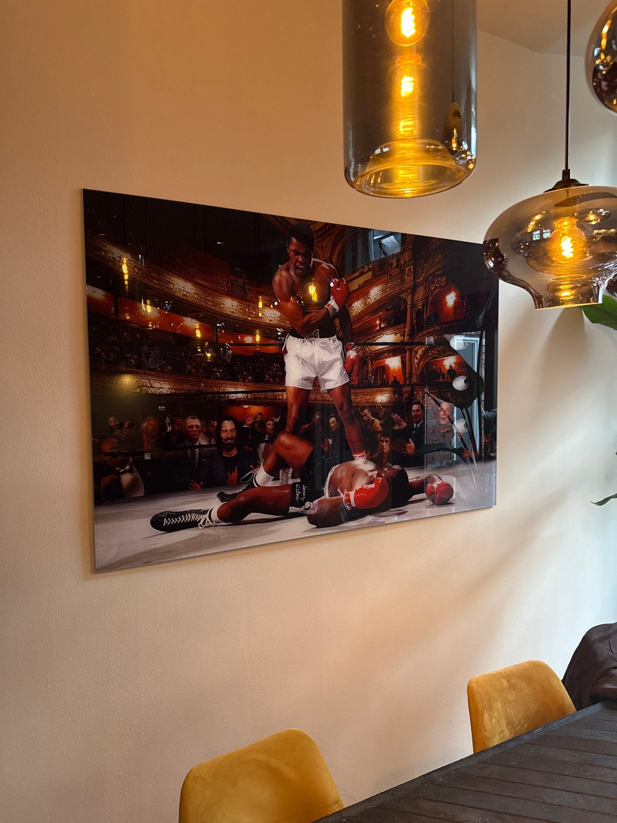 Muhammed Ali vs Sonny Liston glazen schilderij, Ophalen, Zo goed als nieuw, Schilderij, 100 tot 125 cm