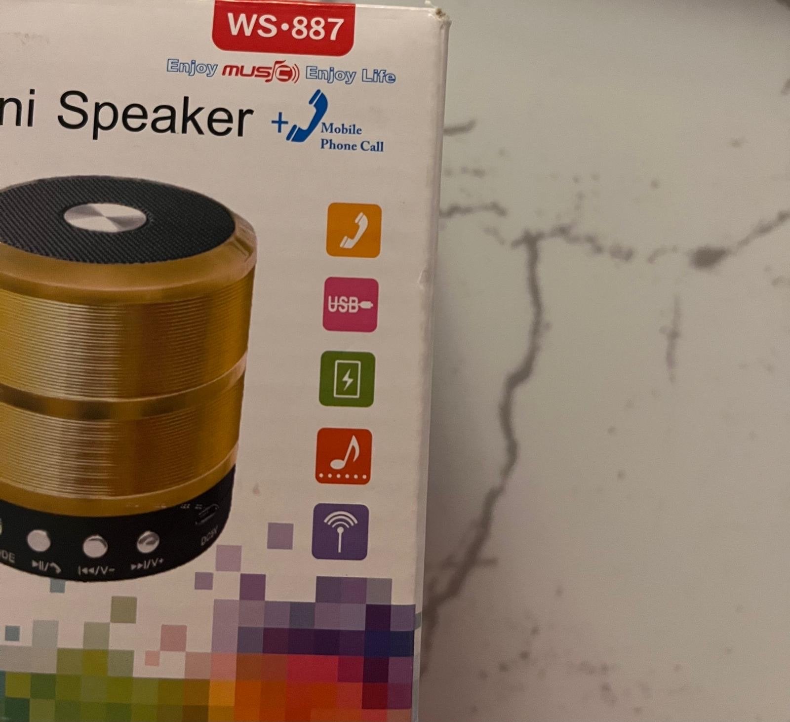 WS-887 Mini Speaker Goud - Draagbare Bluetooth Speaker, Overige merken, Ophalen of Verzenden, Zo goed als nieuw, Draagbare speaker