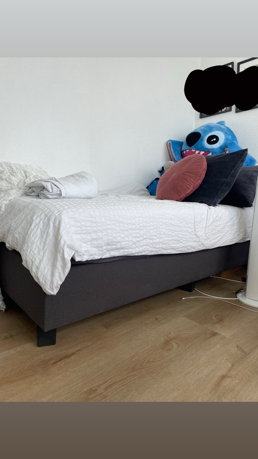 Eenpersoons boxspring gratis ophalen (excl. matras), Ophalen, Gebruikt, Eenpersoons, Grijs