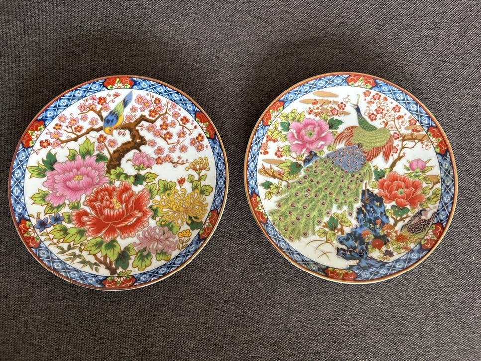 Set van 2 Chinese decoratieve borden met pauw en bloemen, Ophalen of Verzenden