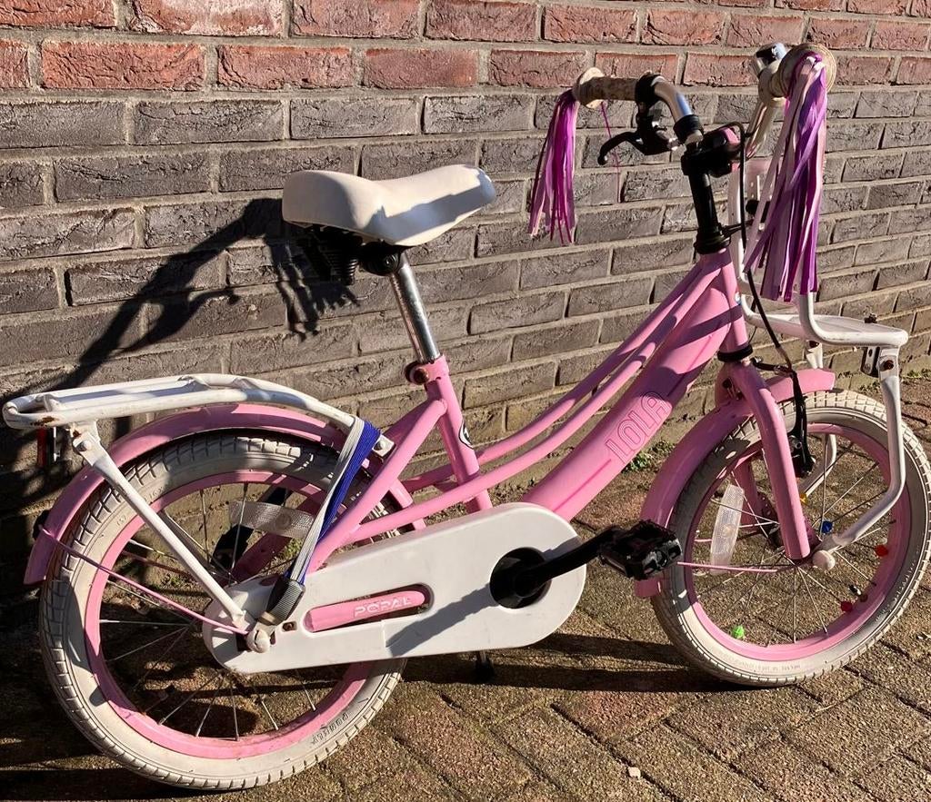 Lola meisjesfiets roze 16 inch, Fietsen en Brommers, Fietsen | Meisjes, Ophalen, Gebruikt, 16 inch, Handrem