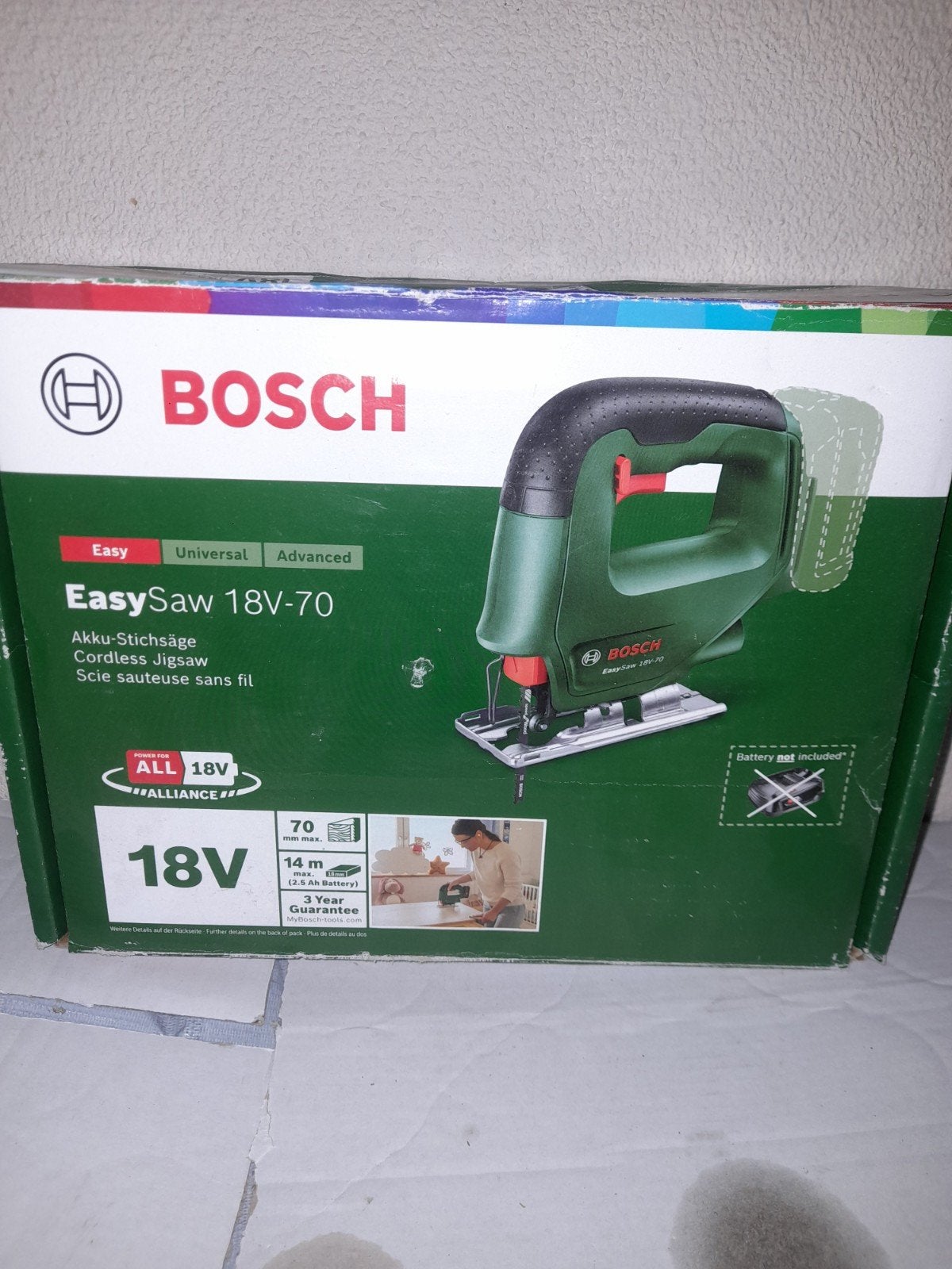 Bosch accudecoupeerzaag EasySaw 18V-70, Verzenden, Decoupeerzaag, Zo goed als nieuw, 30 tot 70 mm