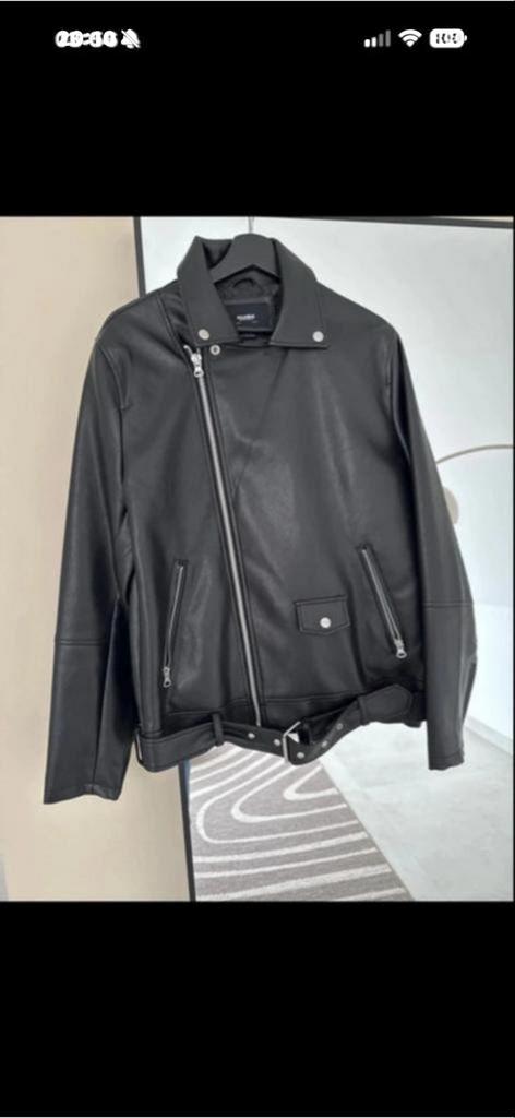 Pull & Bear Zwart Imitatie Leren Bikerjack, Ophalen of Verzenden, Zo goed als nieuw