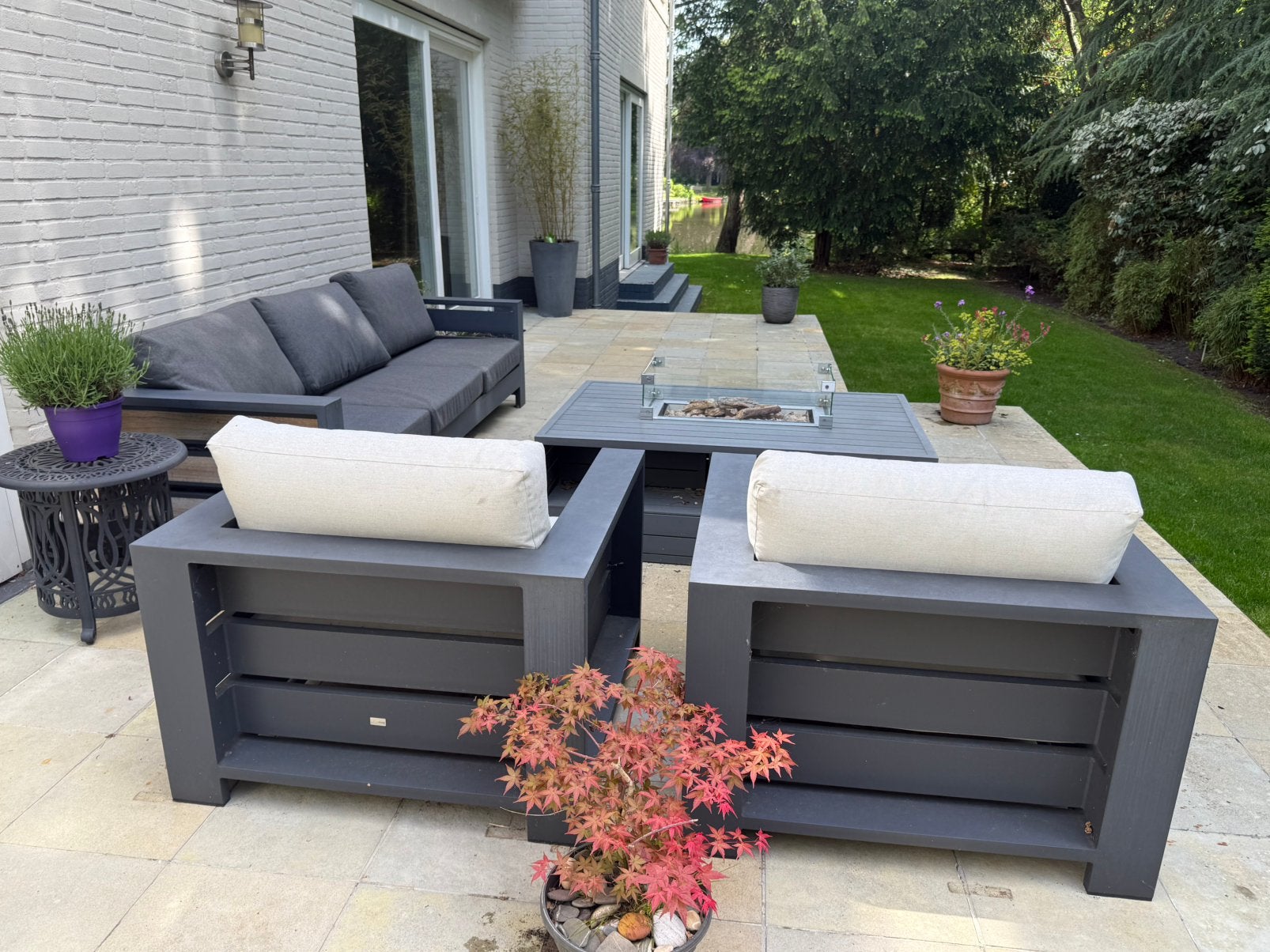 Bellagio Avolo luxe loungeset (3-zits + 2 fauteuils), Ophalen, Aluminium