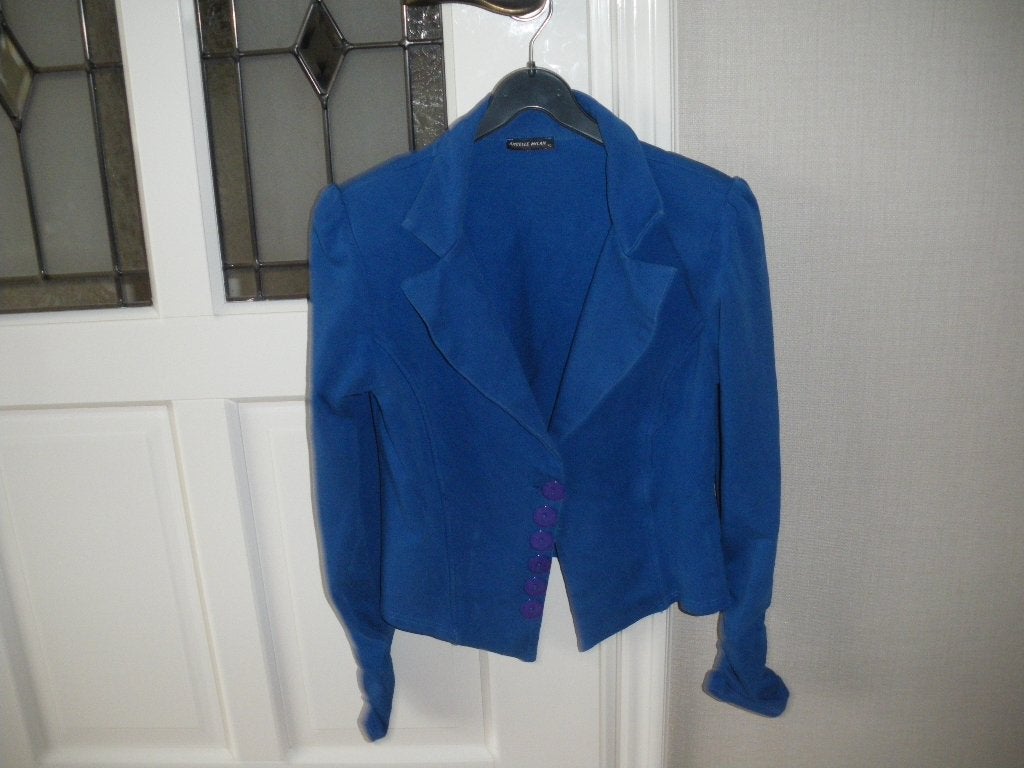 zgan heel mooi blauw zomer jasje maat smal angelle milan, Blauw, Ophalen of Verzenden, Zo goed als nieuw, Lange mouw