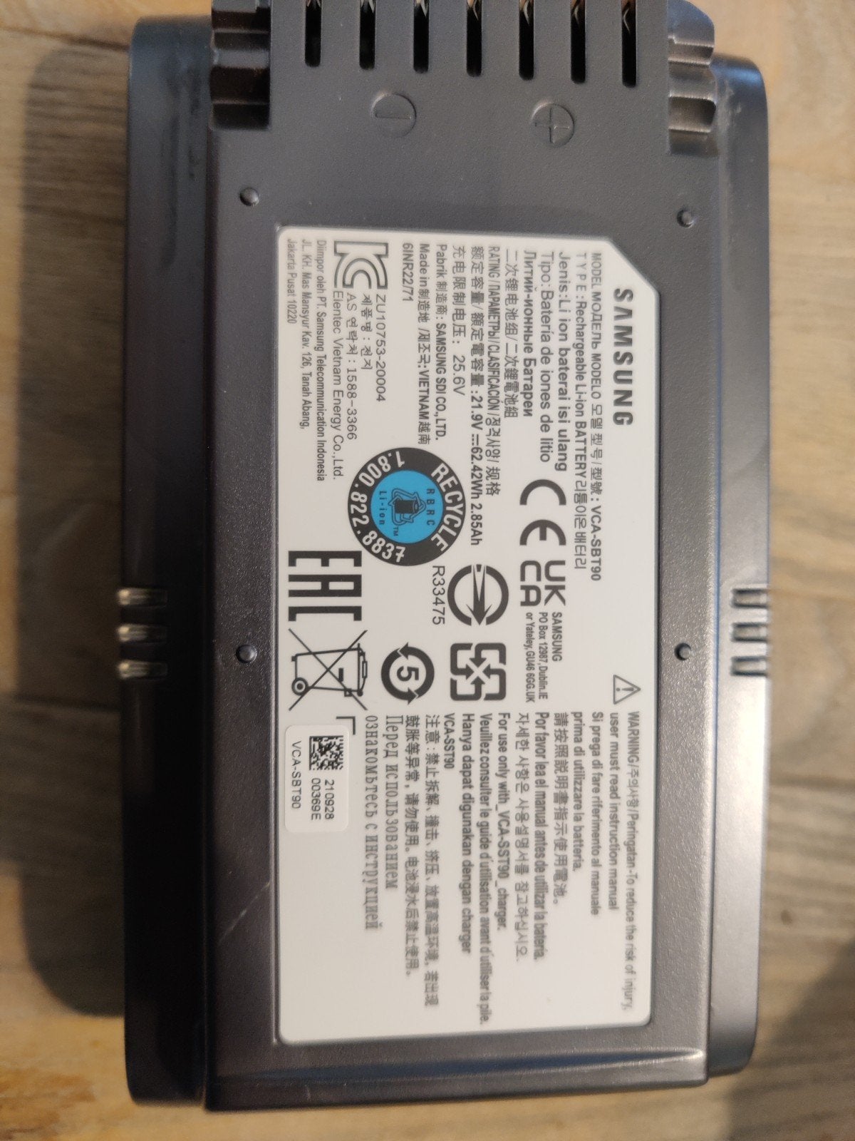 Samsung VCA-SBT90 Accu's en Oplaadstation voor steelstofzuig, Ophalen of Verzenden, Zo goed als nieuw