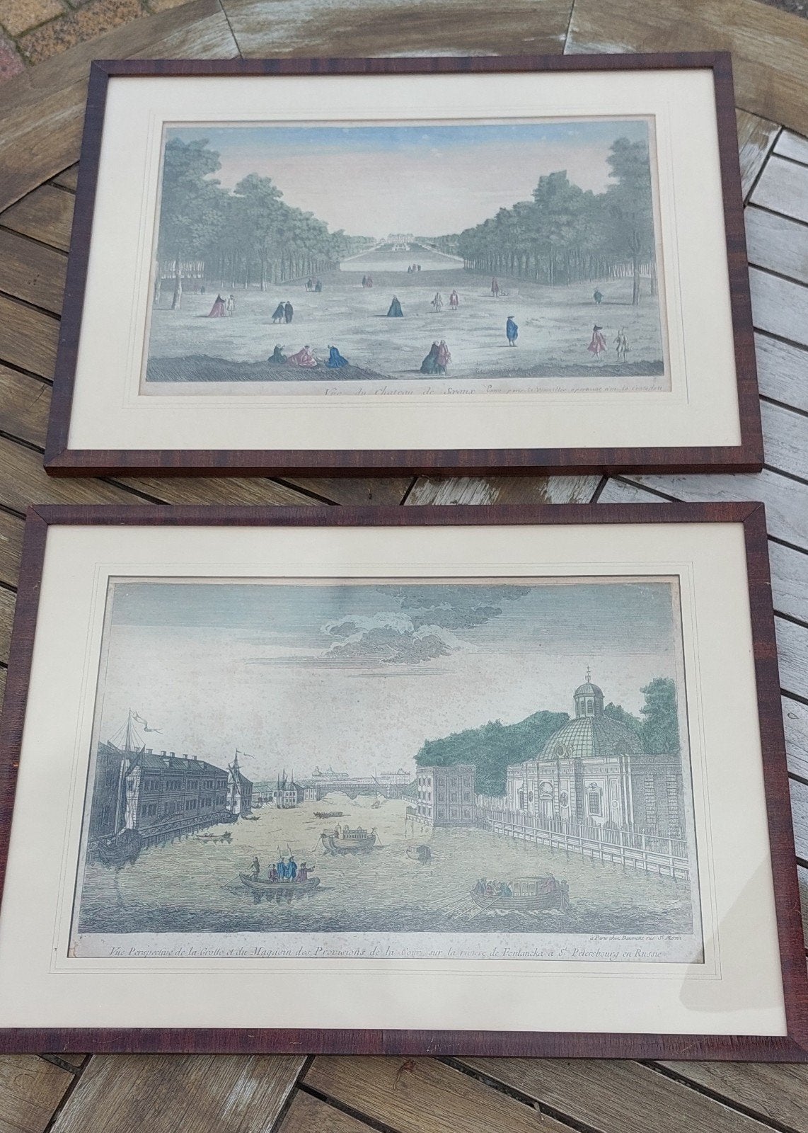 Twee 18e-eeuwse handgekleurde opticaprenten (ca. 1760), Antiek en Kunst, Ophalen