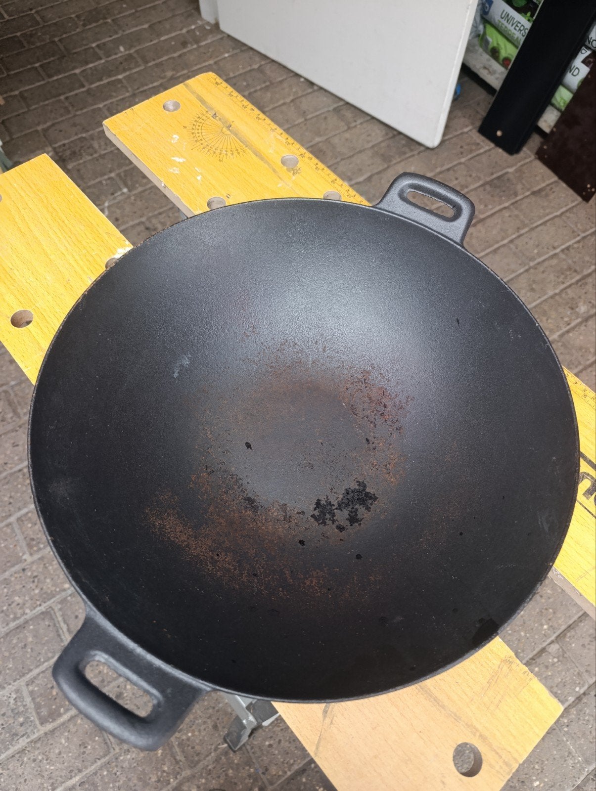 36 CM Gietijzeren Wokpan - Gebruikt, Ophalen, Zwart, Metaal, Overige typen