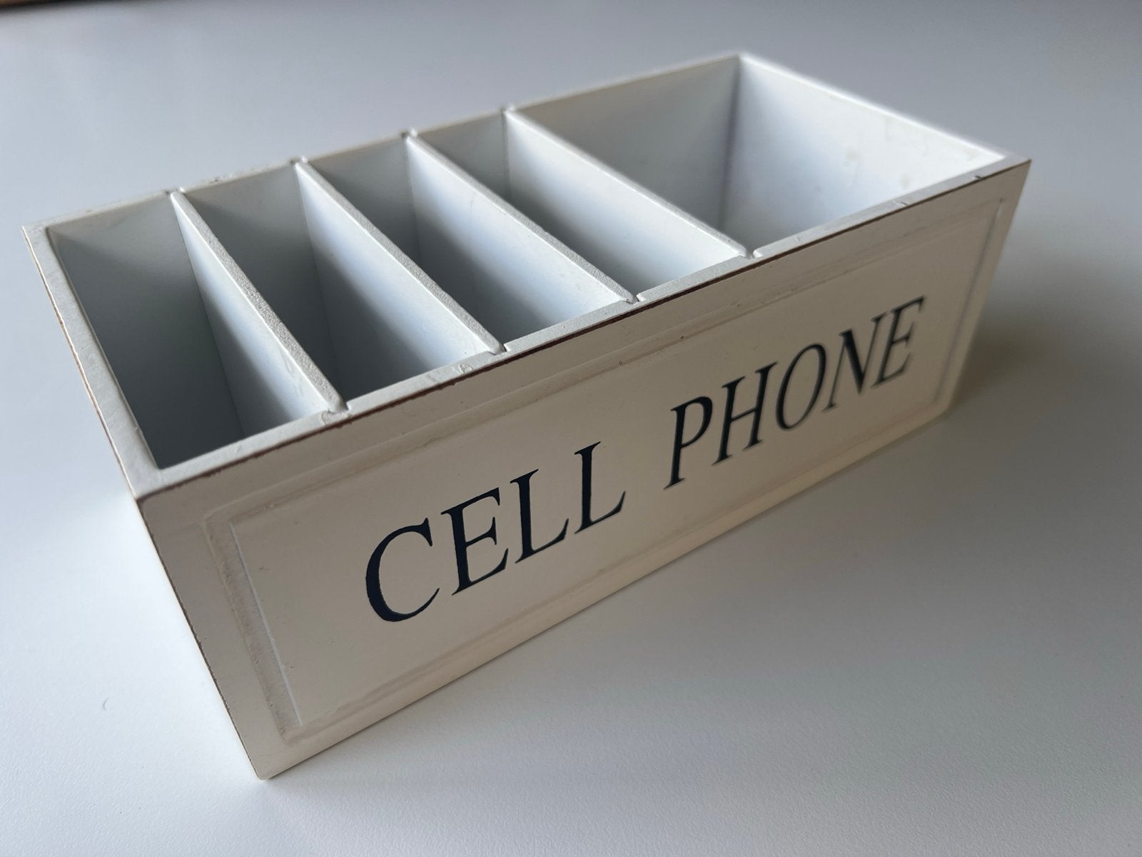 Houten telefoon houder/organizer, Gebruikt, Ophalen of Verzenden, Wit, Vintage