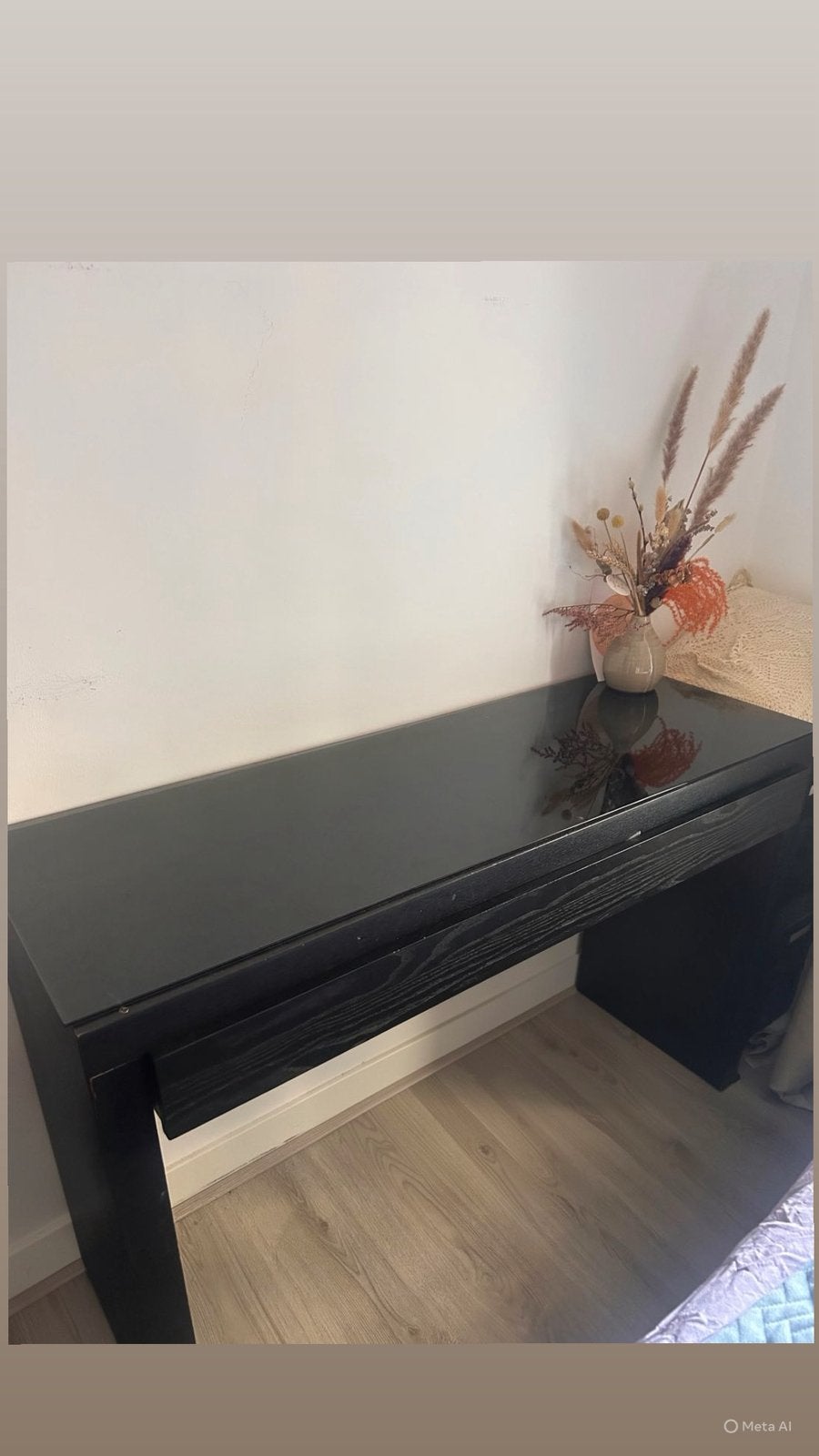 Ikea Malm toilettafel- make uptafel/bureau - zwart, Ophalen, Gebruikt