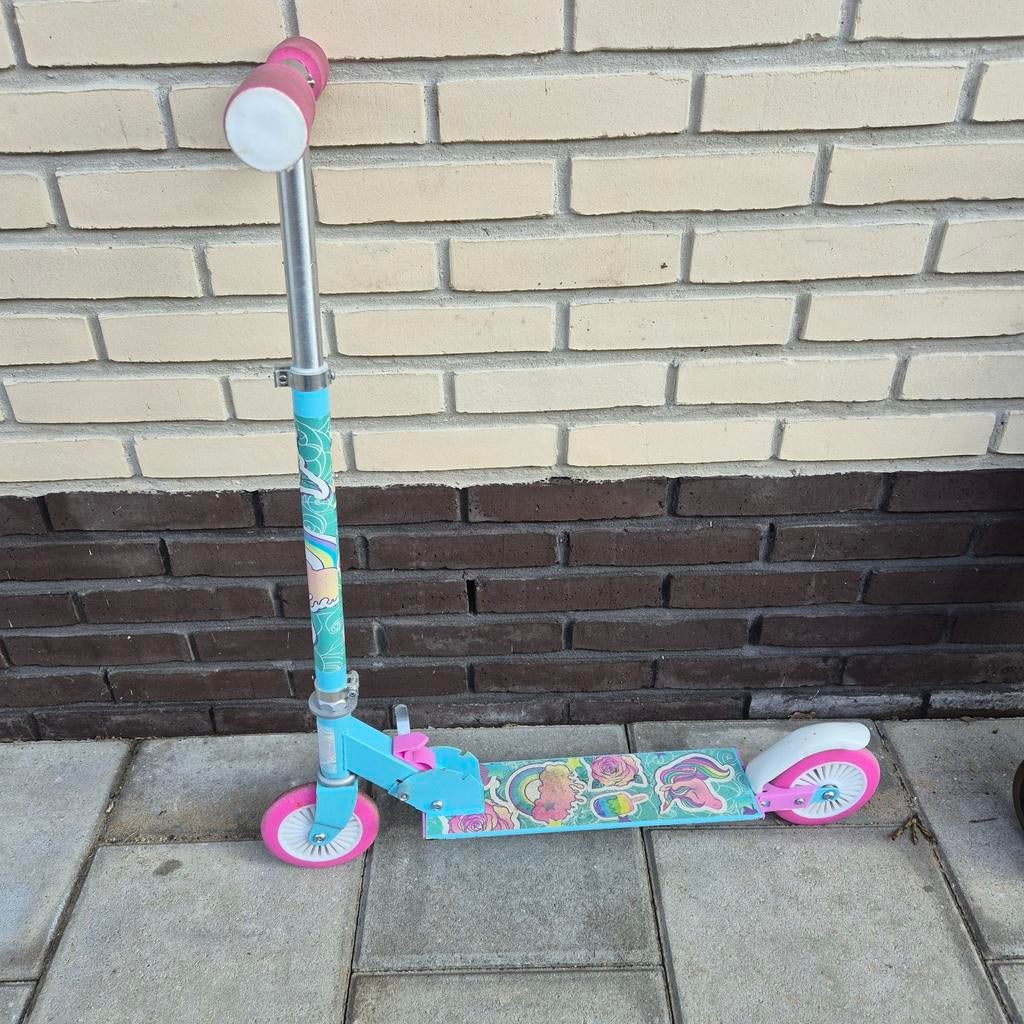 Meisjes step opklapbaar unicorn bloemetjes regenboog., Ophalen of Verzenden, Gebruikt, Gewone step