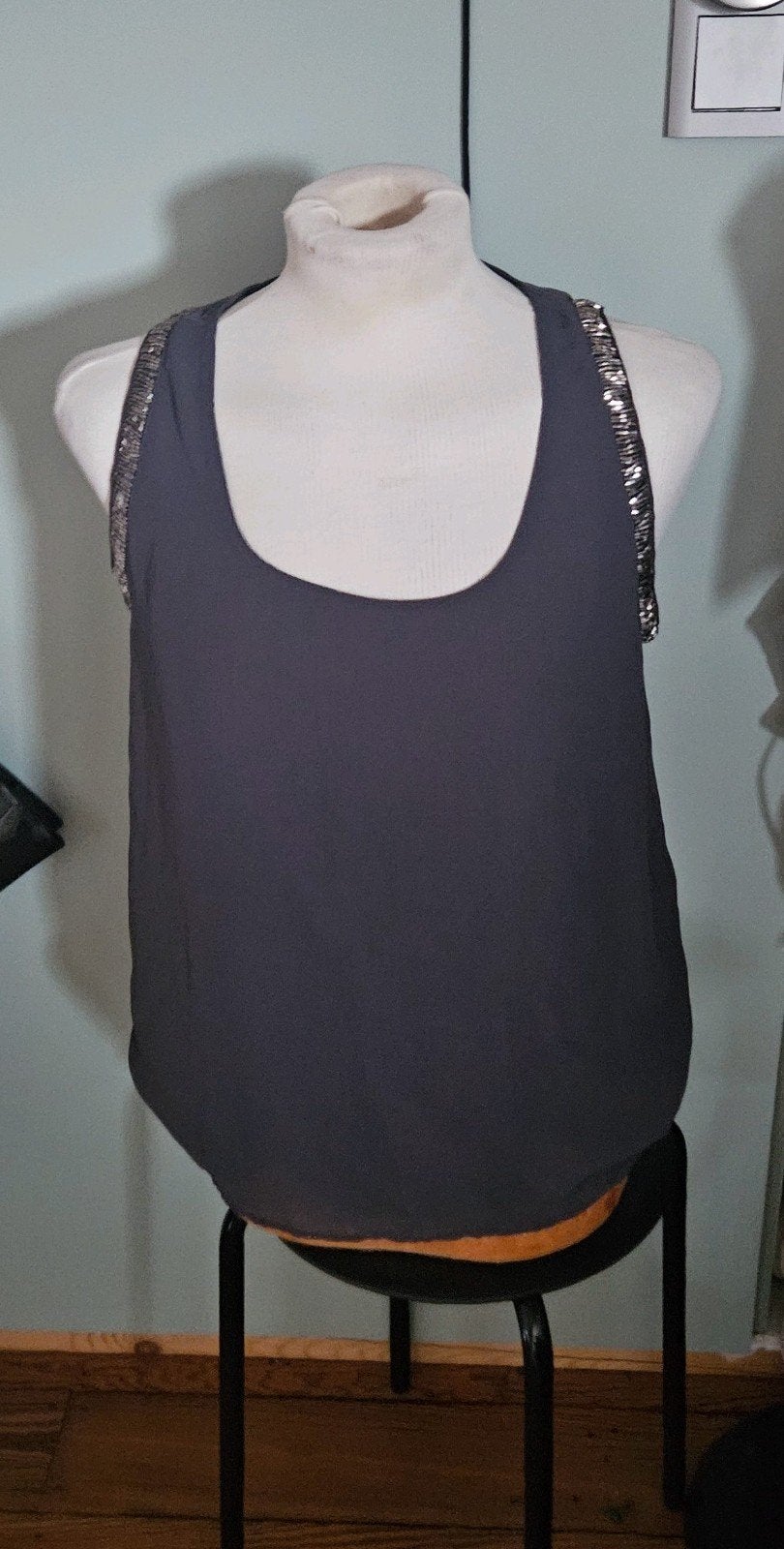 Grijs blouse met glitter, Ophalen of Verzenden, Zo goed als nieuw, Maat 38/40 (M), Grijs