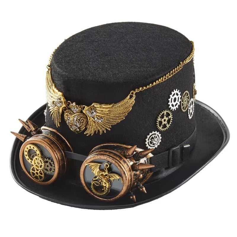 Zwarte steampunk hoed, Verzenden, Nieuw, Hoed