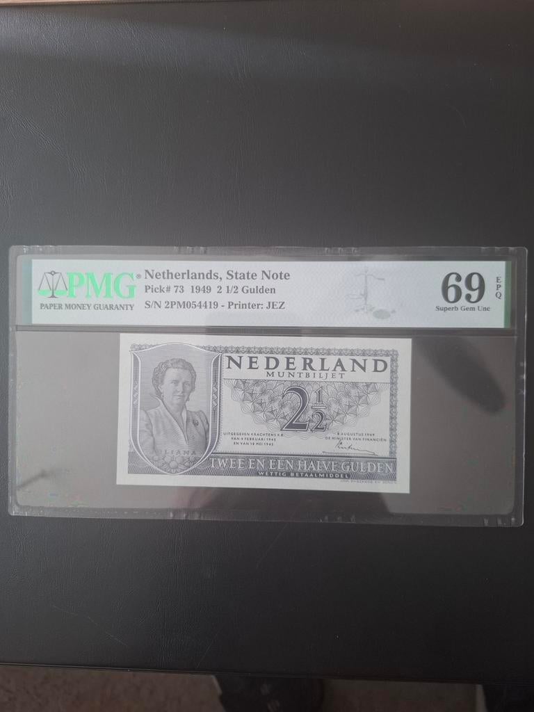 Muntbiljet 2 1/2 Gulden PMG69, Postzegels en Munten, Bankbiljetten | Nederland, Ophalen of Verzenden, 2½ gulden, Los biljet