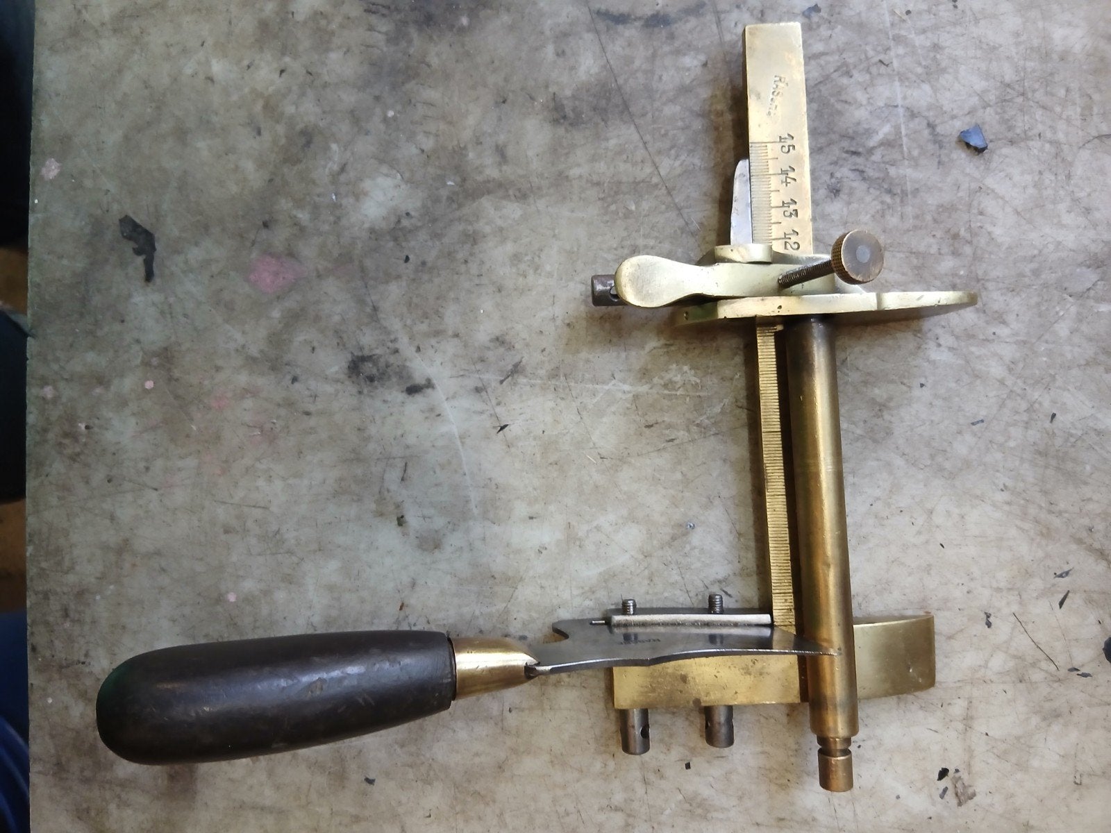 Antieke messing Rasche riemsnijder, Ophalen of Verzenden