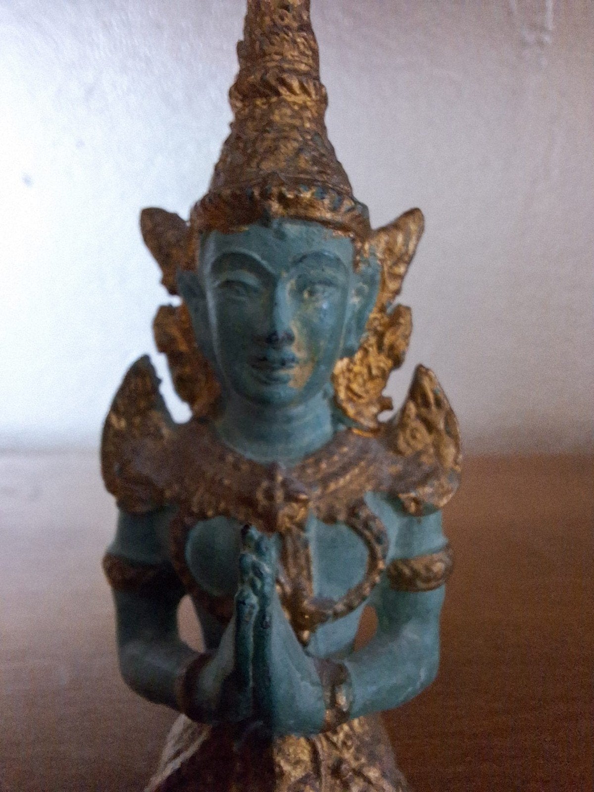 Bronzen boeddha, tempelwachter, tai teppanom, Huis en Inrichting, 12 cm, Ophalen of Verzenden, Zo goed als nieuw, Meerkleurig