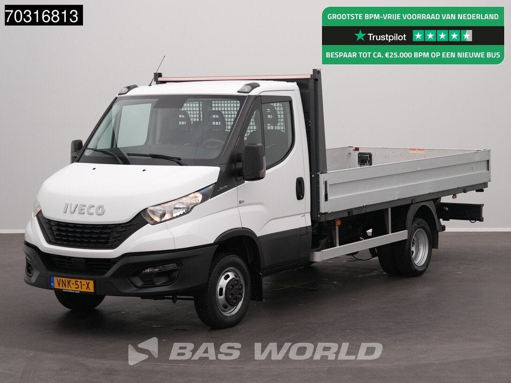 Iveco Daily 35C14 Open Laadbak Dubbellucht 3,5t Trekhaak Air, Auto's, Bestelauto's, Stof, Euro 6, Iveco, Wit
