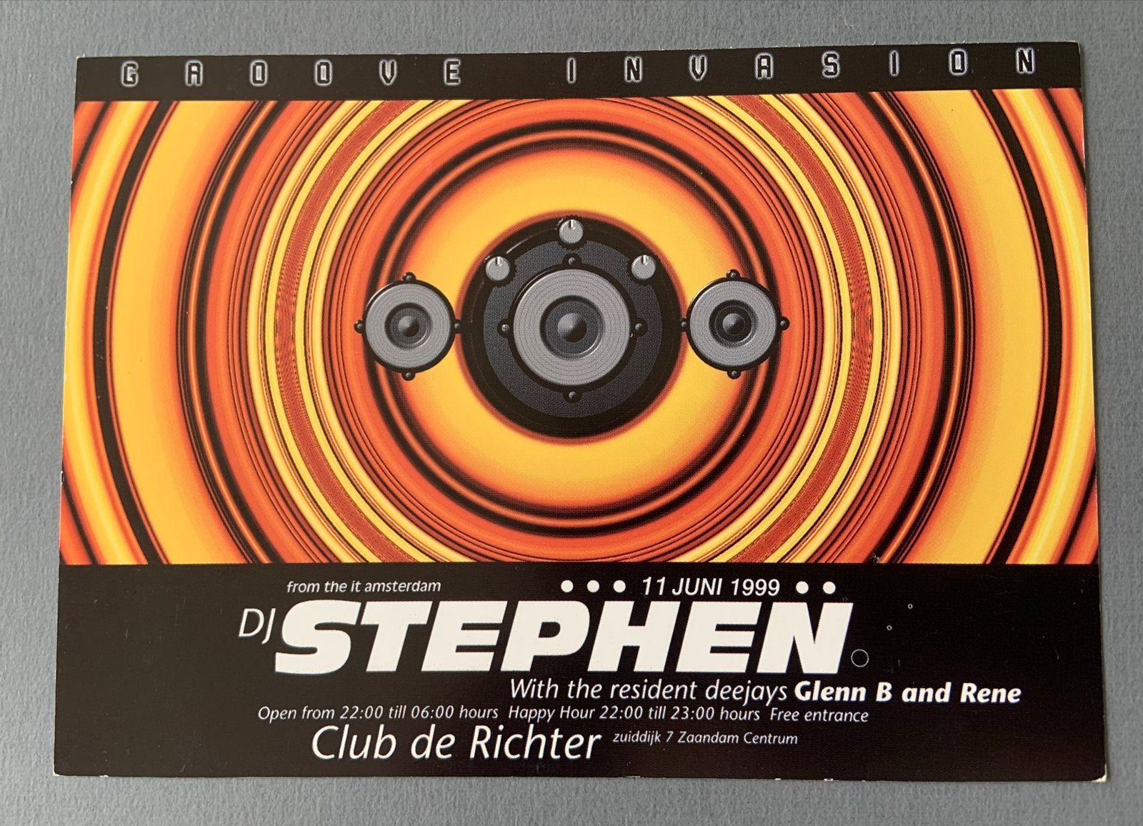 Party Flyer - DJ Stephen Club de Richter, 1999- iT Amsterdam, Verzenden, Foto of Kaart