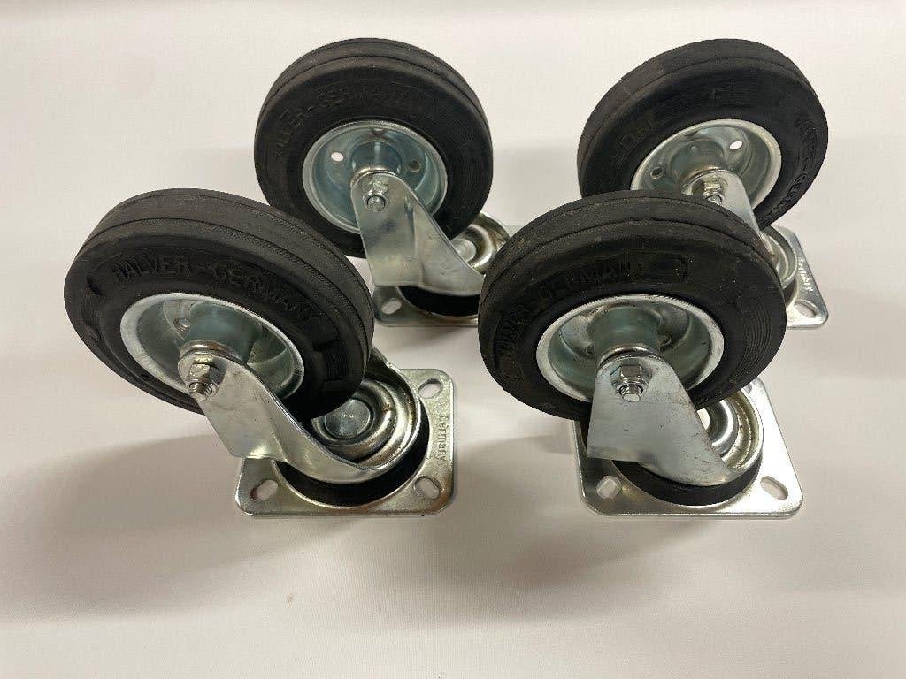 23 stuks Zwenkwiel rubber wiel met topplaat 125 mm, gebruikt, Ophalen, Gebruikt