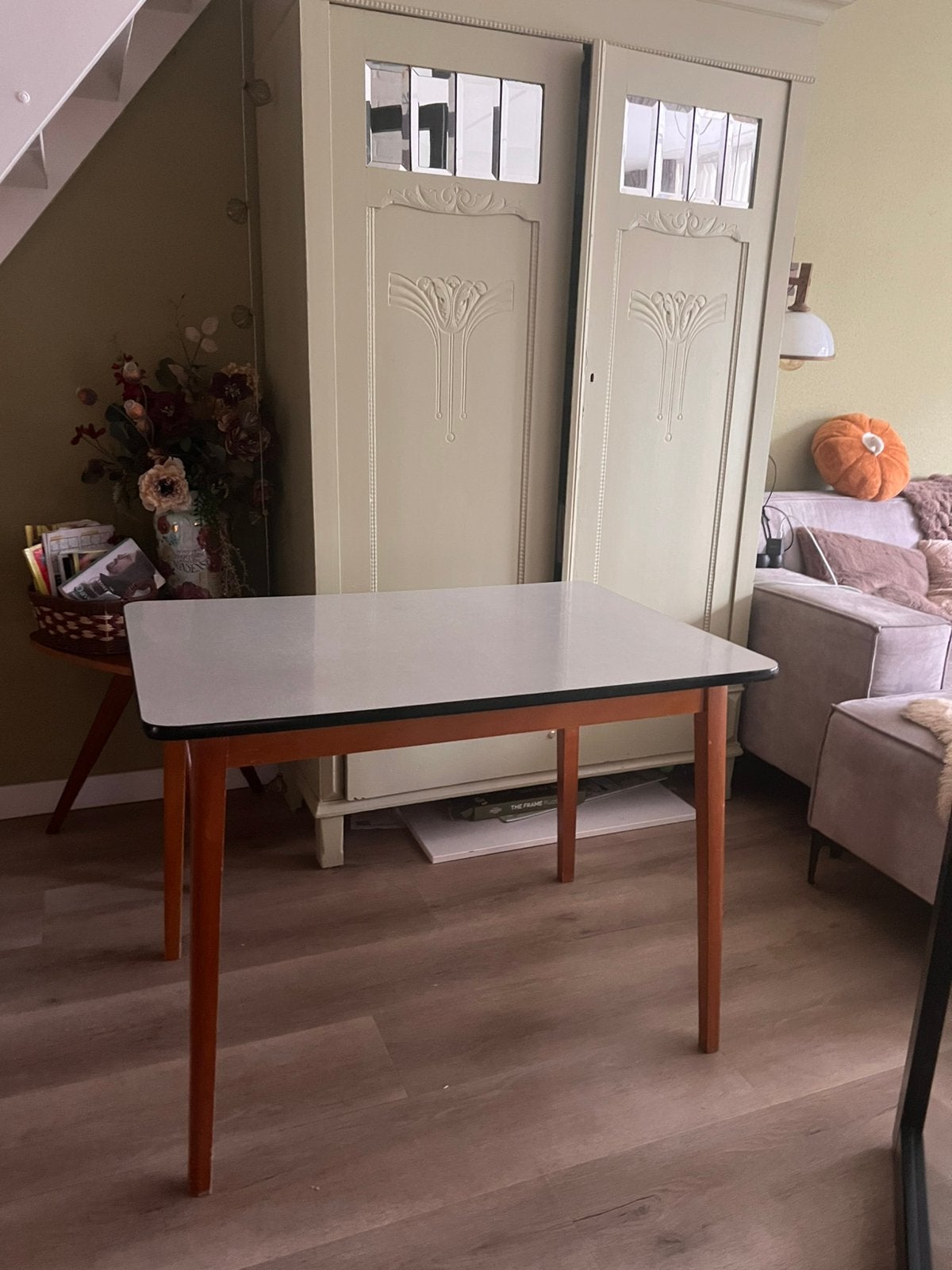 Vintage oud formicatafeltje jaren 50/60/70 70B x100Lx 76H, Ophalen, Zo goed als nieuw, Rechthoekig, 50 tot 100 cm