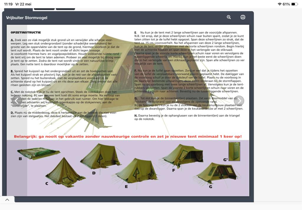 Pyramidetent Stormvogel 4 (beige/blauw) - De Vrijbuiter, Ophalen of Verzenden, Gebruikt, Tot en met 4