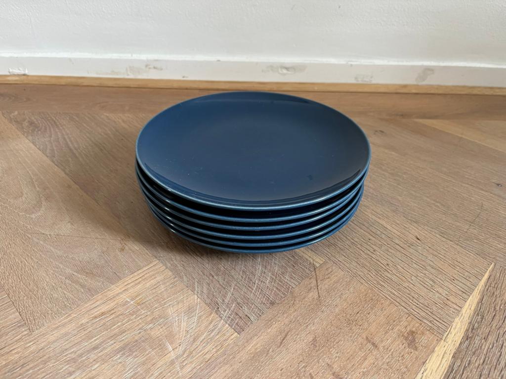 Blauwe ikea ontbijtborden (6 stuks), Ophalen of Verzenden, Zo goed als nieuw, Bord(en), Overige stijlen