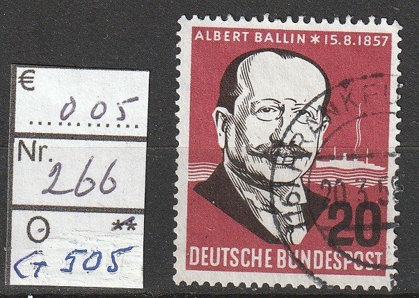 Bund Ballin Michel 266 Nr.G505g, Verzenden, BRD, Gestempeld
