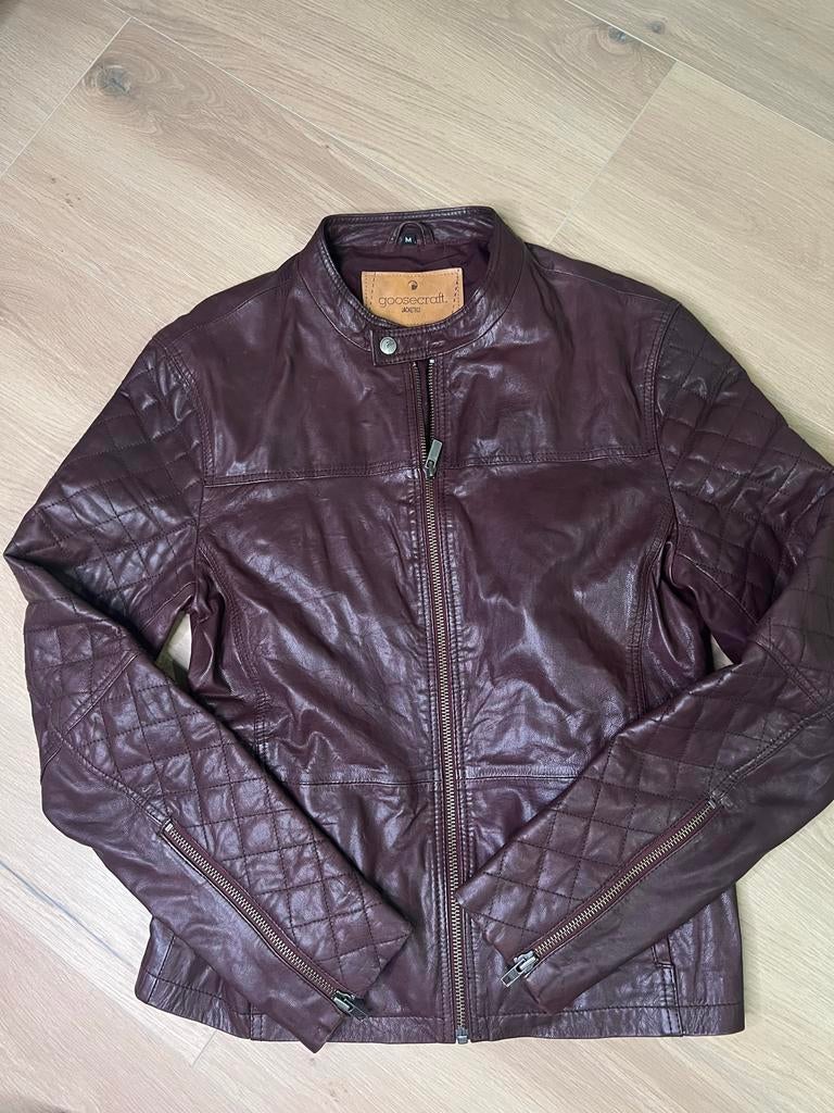 Goosecraft leerjas Bordeaux, Verzenden, Gedragen, Maat 38/40 (M), Rood