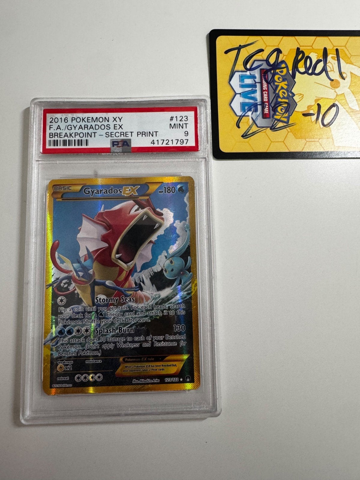 Pokemon XY Breakpoint Gyarados EX #123 Secret  PSA 9, Ophalen of Verzenden, Zo goed als nieuw, Losse kaart, Foil