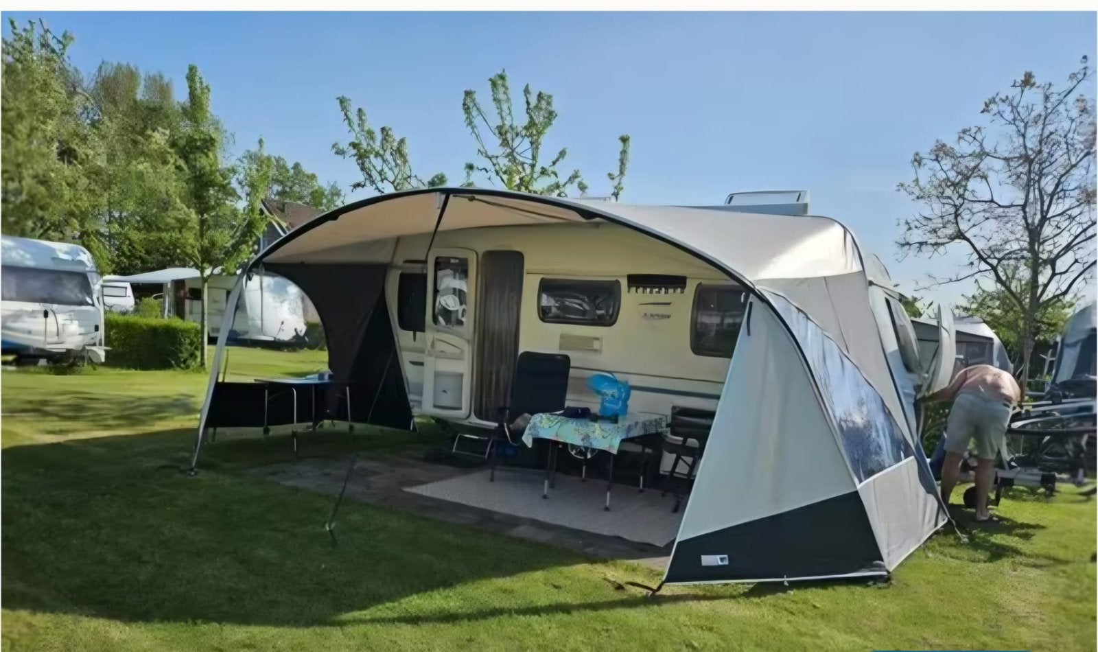 Unico Verona luifel Bora Blue maat 13 - één jaar oud, Caravans en Kamperen, Ophalen of Verzenden, Zo goed als nieuw
