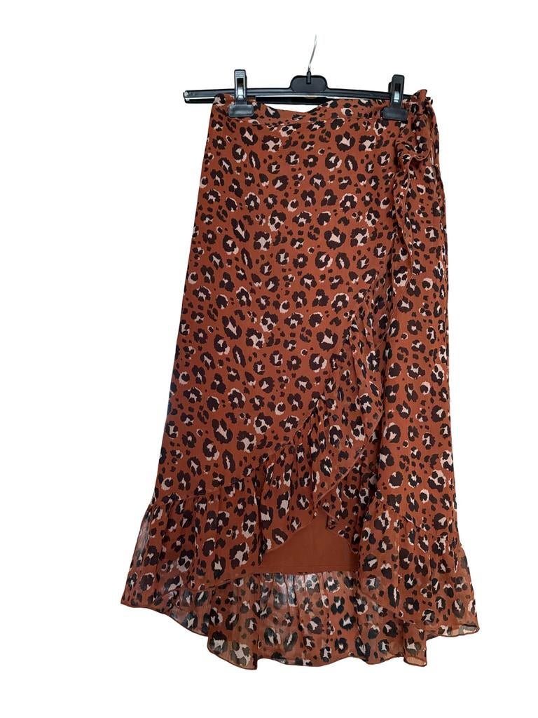 Vero Moda Luipaardprint Overlap Rok Maat M, Kleding | Dames, Rokken, Maat 38/40 (M), Bruin, Verzenden, Zo goed als nieuw