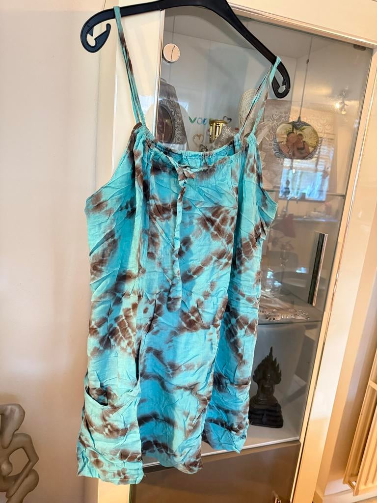 Zomerse tie-dye jurk maat 40 past tot maat 46, Blauw, Maat 46/48 (XL) of groter, Ophalen of Verzenden, Zo goed als nieuw
