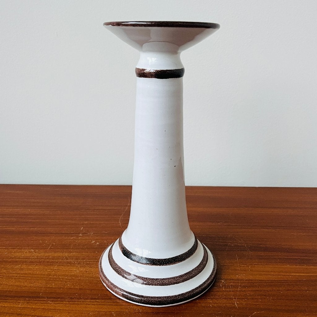 Vintage jaren 60 70 Deens design studio pottery kandelaar, Overige materialen, Wit, Studio Pottery, Ophalen of Verzenden