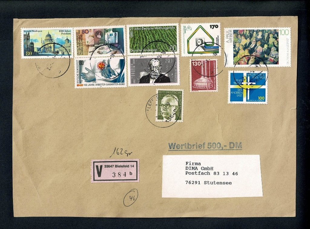 Duitsland : frontje groot - aantekenstrookje - div. 1993, Verzenden, Envelop