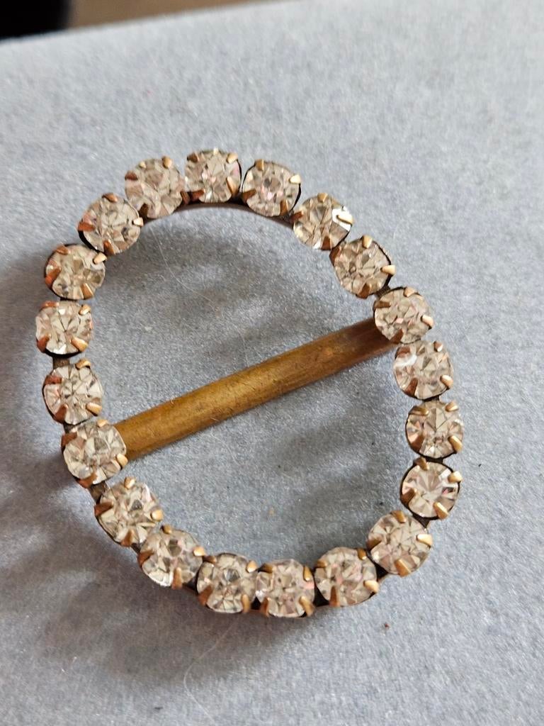 Vintage Kristallen Sjaal Clip Ovaal 3x4 cm, Ophalen of Verzenden