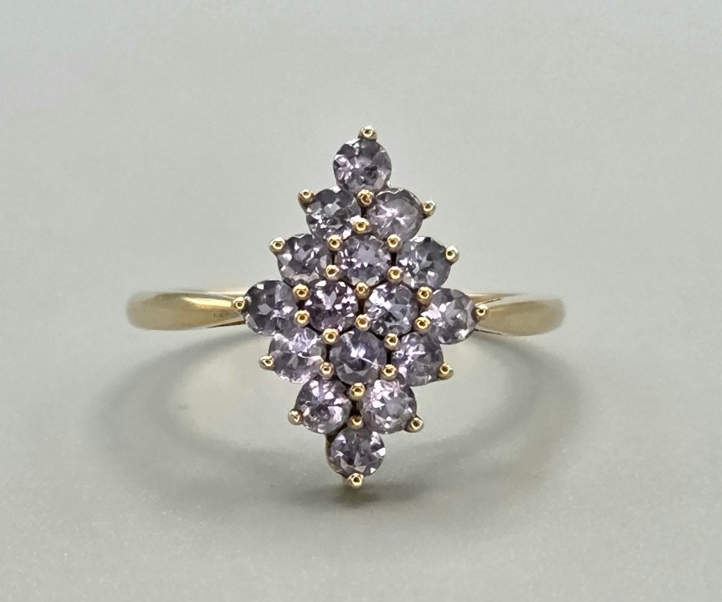 Gouden Vintage ring met edelsteen tanzaniet. 2026/636, Ophalen of Verzenden, Goud, Ring, Met edelsteen