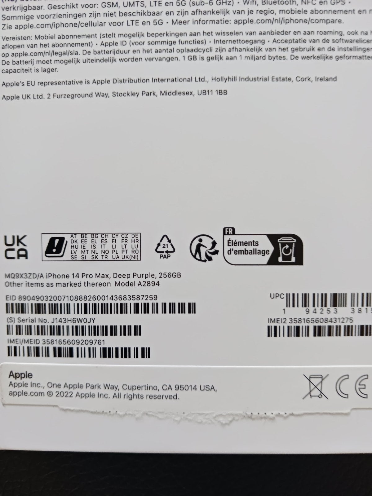 iPhone 14 Pro Max 256GB Paars - Zo goed als nieuw, Paars, Zo goed als nieuw, IPhone 14 Pro Max, Ophalen