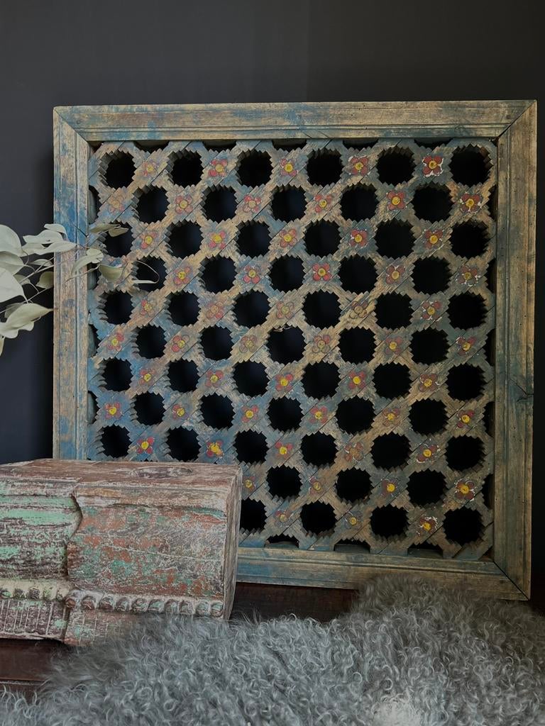 Houtgestoken wandpaneel india nepal oosters sober  sleets, Ophalen