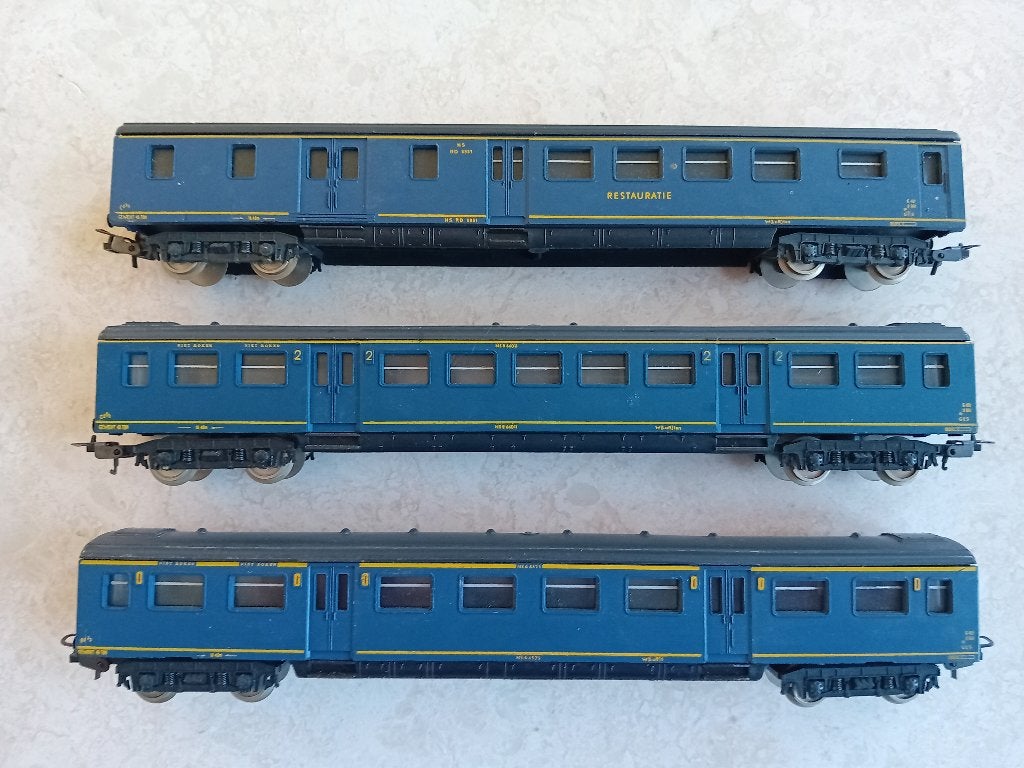 H0#491 Lima 6951, 9109, 9110, plan E rijtuigen NS., Gebruikt, Gelijkstroom, Wagon, Ophalen of Verzenden