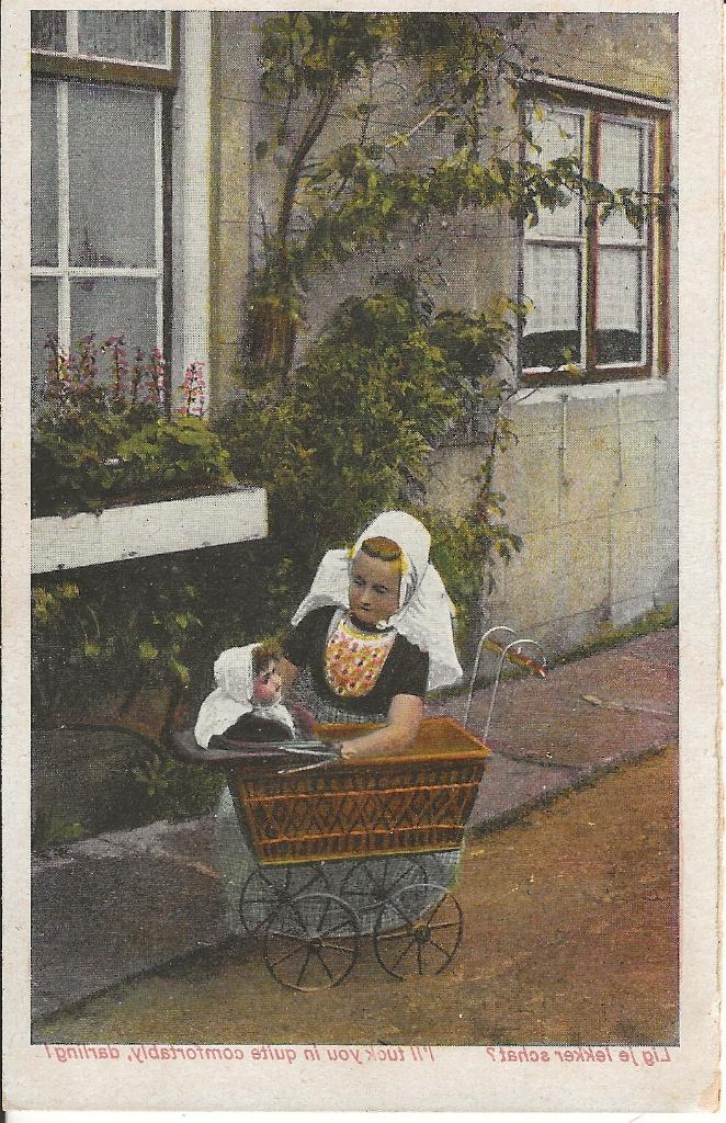 BF8-Zeeland,Walcheren,kleederdracht,pop met kinderwagen, Verzenden, 1920 tot 1940, Ongelopen, Zeeland