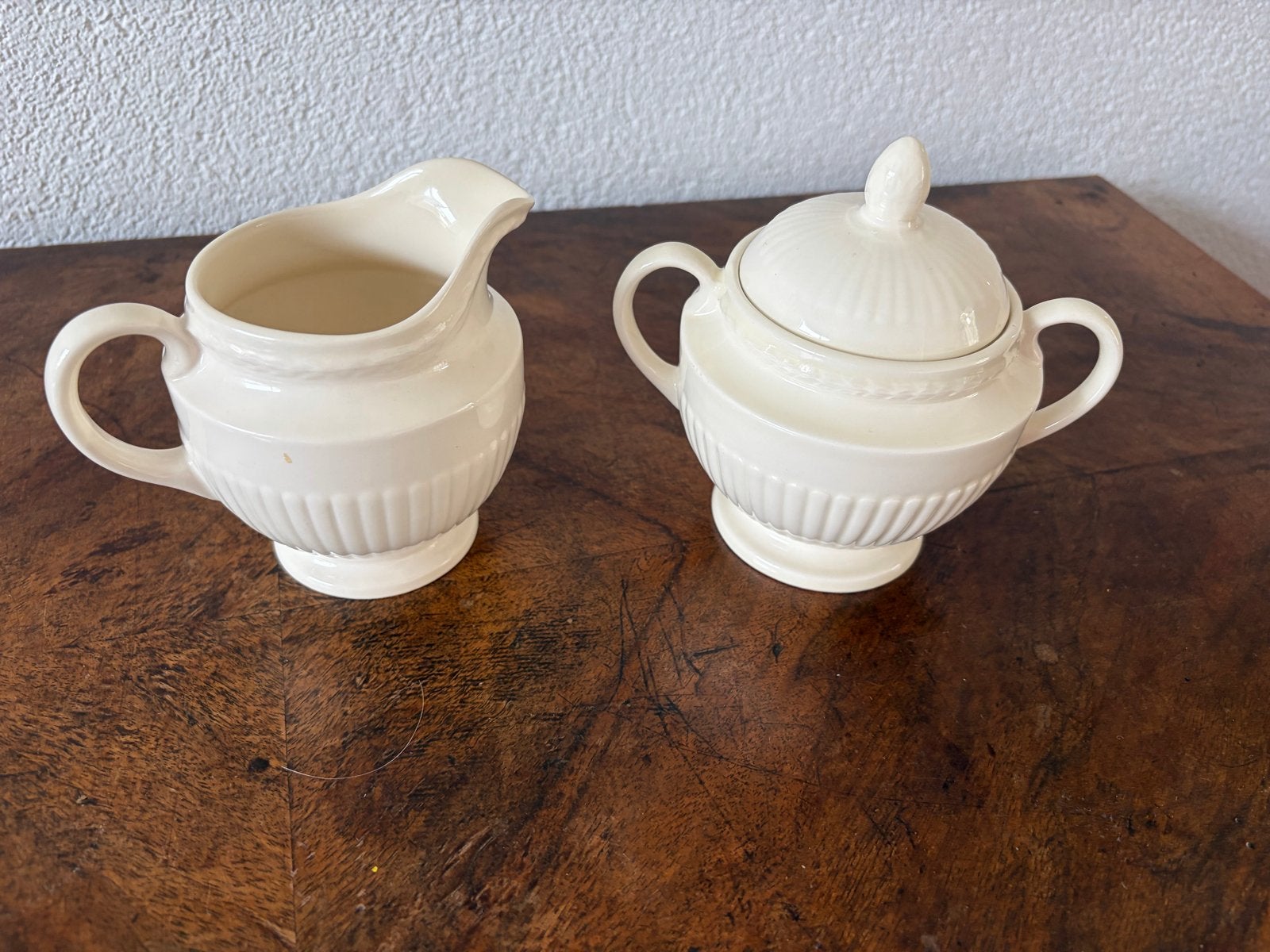 Wedgwood Creamware suikerpot en melkkan, Ophalen of Verzenden