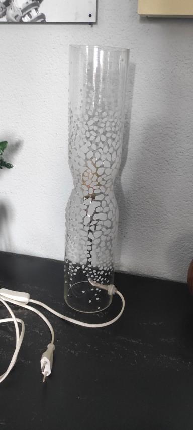 Vintage glazen tafellamp cilinder IKEA Smärt, Huis en Inrichting, Lampen | Tafellampen, Ophalen of Verzenden, Gebruikt, IKEA, Vintage