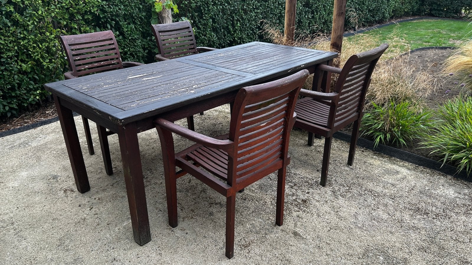 Tuinset Teakhout, Tuin en Terras, Ophalen, 4 zitplaatsen, Gebruikt, Eettafel